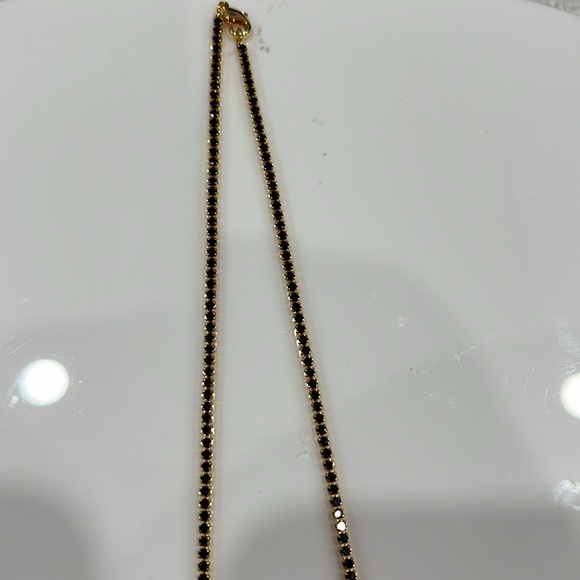 THE GLD SHOP STAMP-ULTRA FINE BLACK /GOLD TENNIS NECKLACE APROX 26 in BRAND NEW - Picture 5 of 5